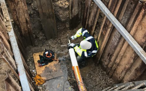 Installer Preparing the Pipe for Installation | Pipelife