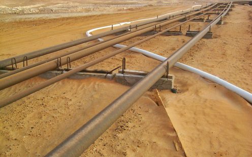 SoluForce under steel pipe desert